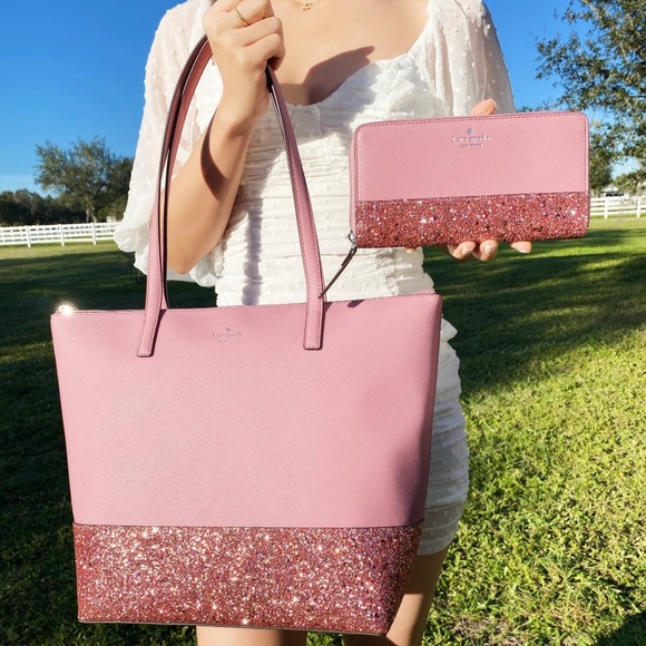 kate spade Handbags - Bundle💕Kate Spade Large Penny Tote Glitter + Wallet